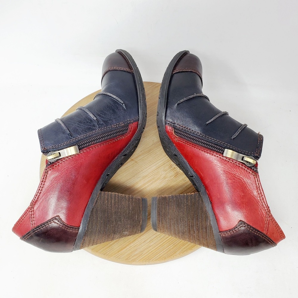 L'Artiste Shoes Women 37 Blueberry Colorful Black Red Retro Patchwork Ankle Boot - Picture 9 of 13